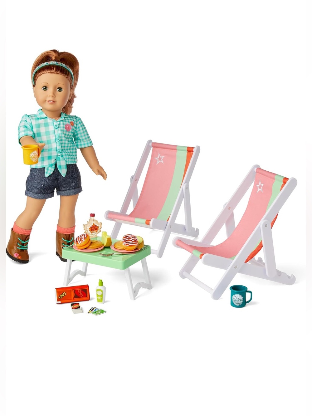 American Girl Truly Me Get Outside Camp Table & Chairs Set Pretend Food